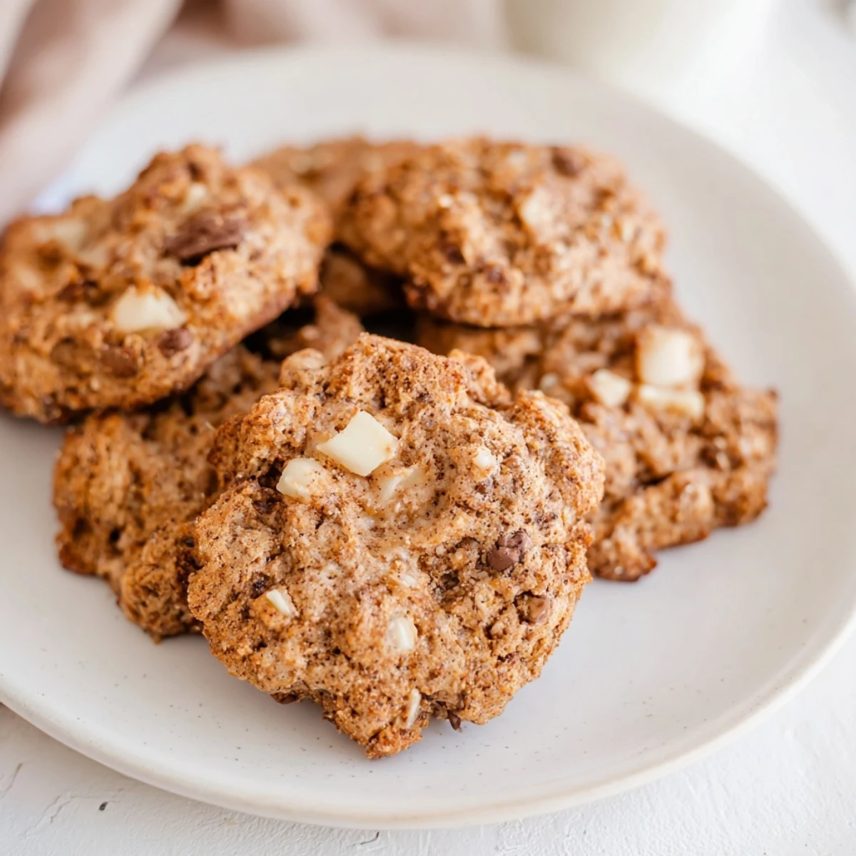 Warm, soft and chewy pumpkin spice cookies, golden brown and ready to be enjoyed with milk.