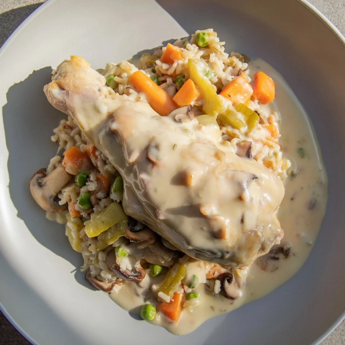 All-in-One Pan Creamy Chicken and Wild Rice: a hearty, gluten-free, creamy chicken and rice casserole.