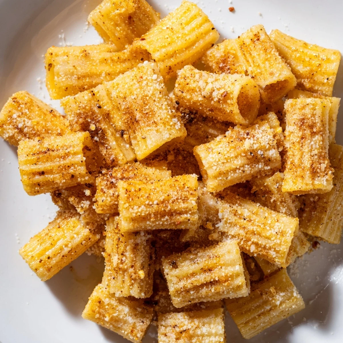 These savory Crunchy Parmesan Pasta Chips feature well-seasoned, golden pasta shells perfect for snacking.