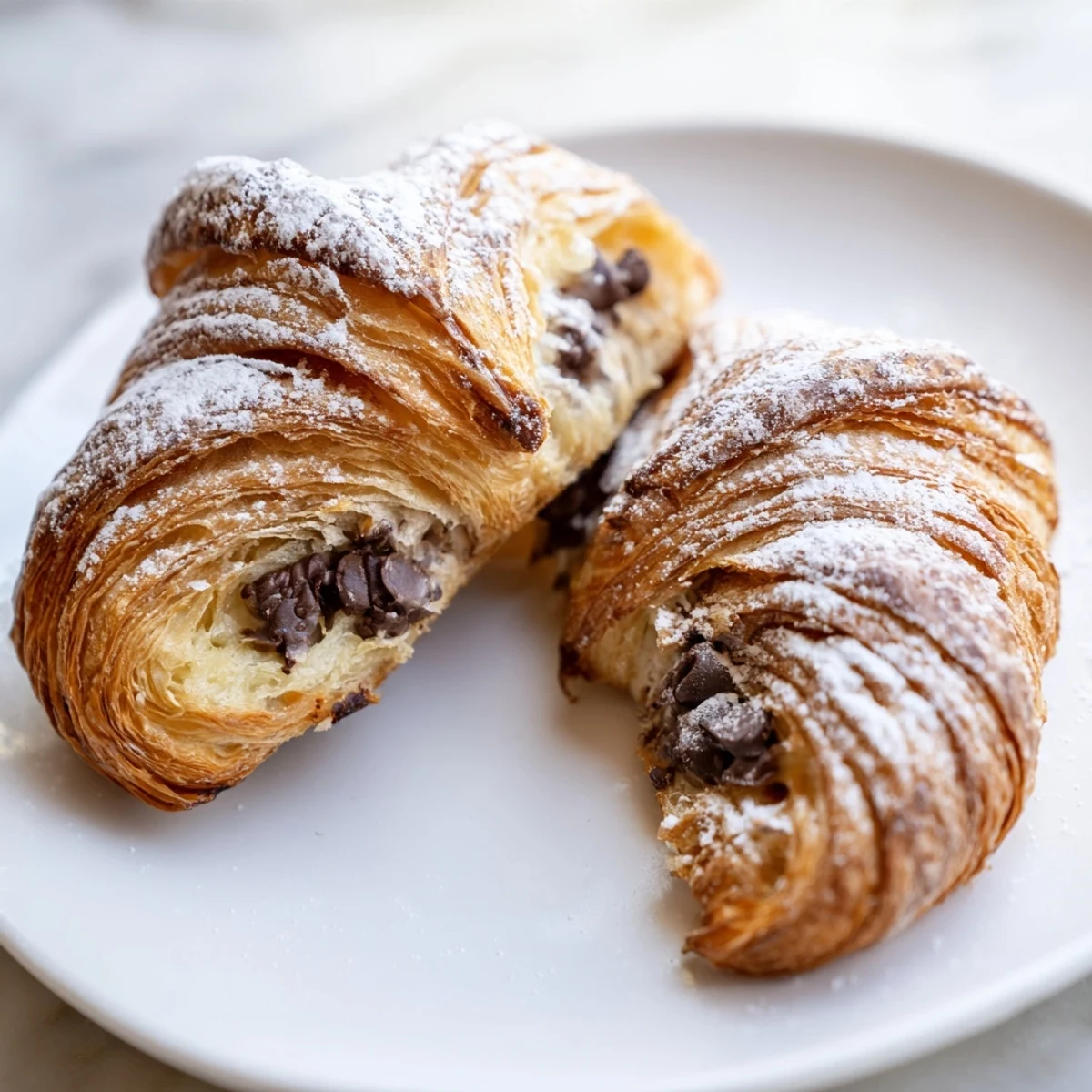 Flaky Cookie Croissant with golden, buttery layers and warm, melty chocolate chip filling.