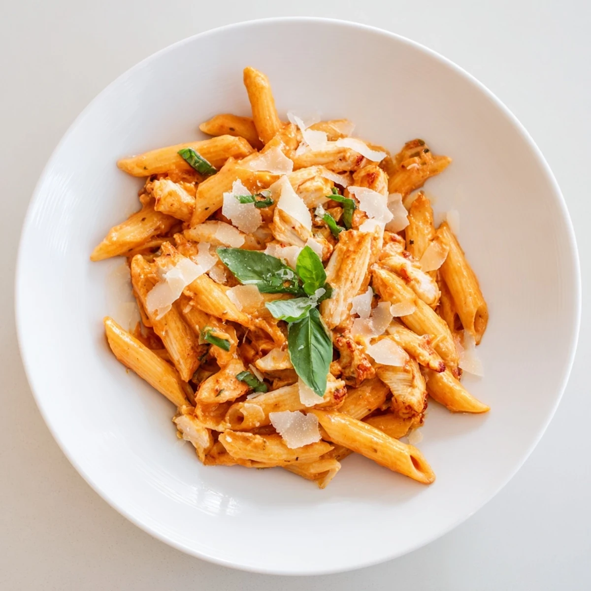 Enjoy a warm bowl of Creamy Tomato Basil Chicken Pasta; the perfect Italian comfort food.