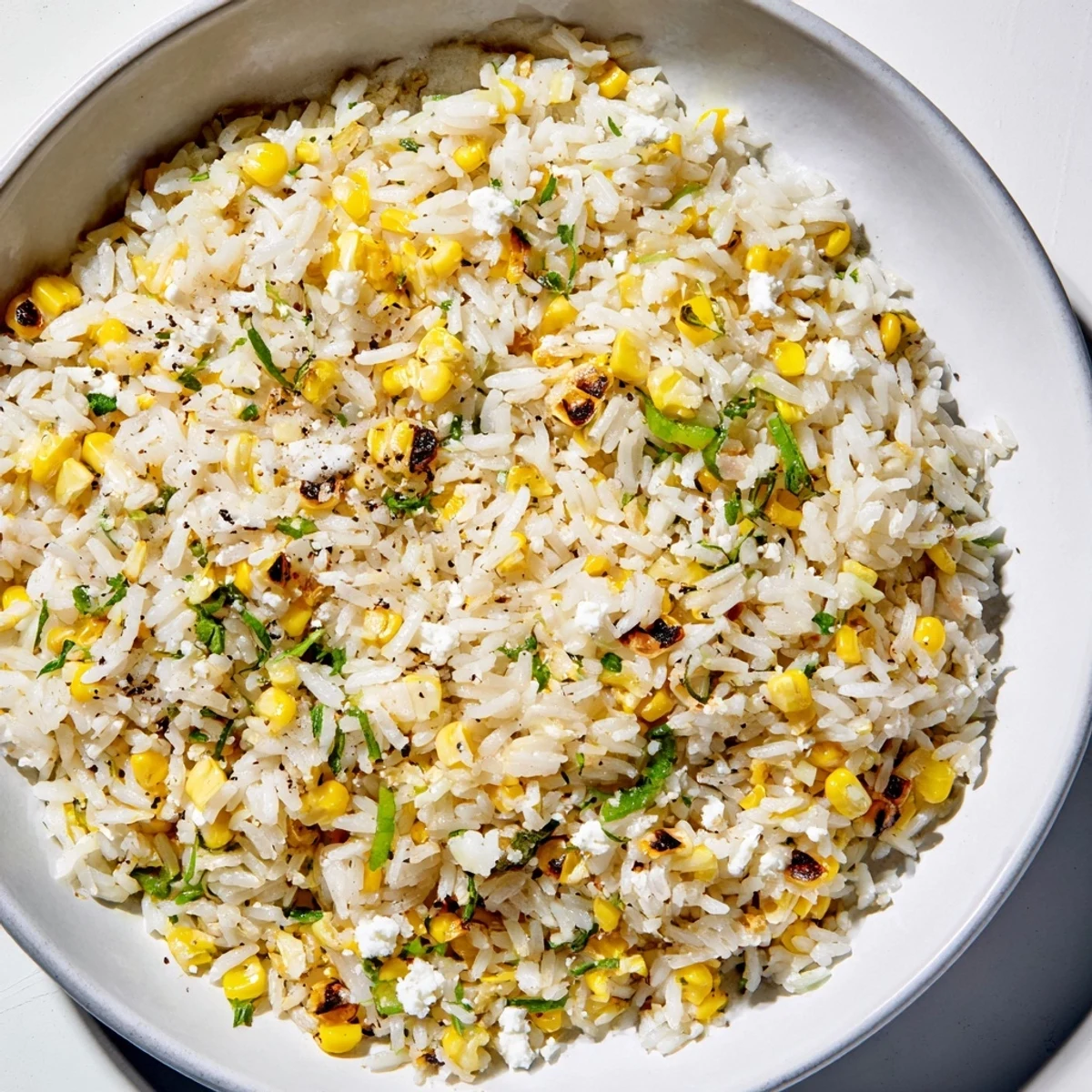 This picture showcases vibrant Mexican Street Corn Rice – a perfect side, bursting with fresh corn flavor.