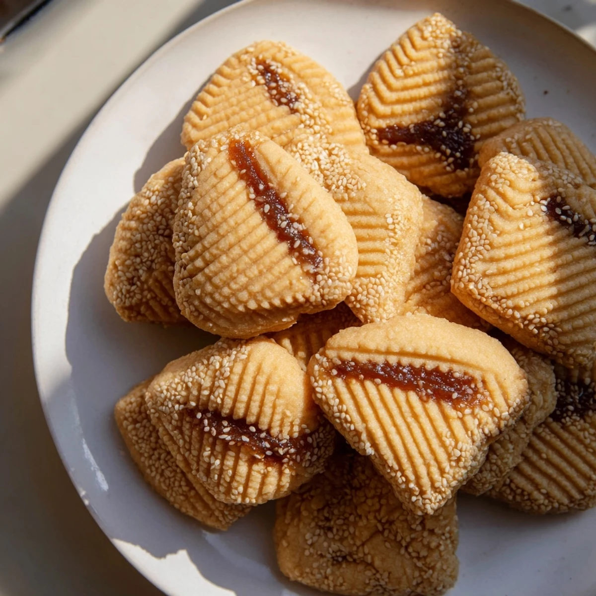Warm, sweet Makroudh cookies dipped in syrup, a delicious Tunisian dessert.