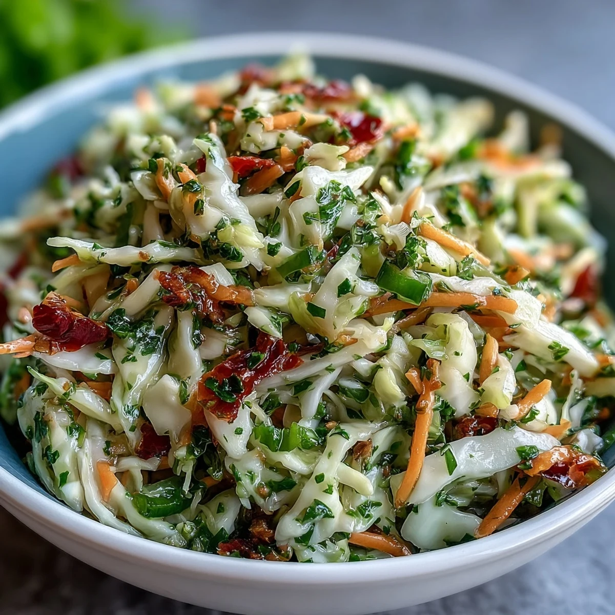 Healthy, gut-friendly Sauerkraut Slaw featuring fresh parsley and green onions, served chilled or at room temperature.