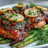 Tender asparagus surrounds golden chicken in this easy one-pan meal.