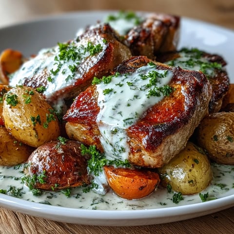 Tender, ranch-seasoned pork chops simmer in a creamy sauce with potatoes and carrots in the slow cooker.