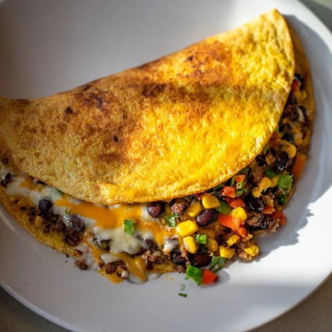 Golden brown Quick Black Bean and Corn Quesadillas, a delicious vegetarian meal served with salsa.