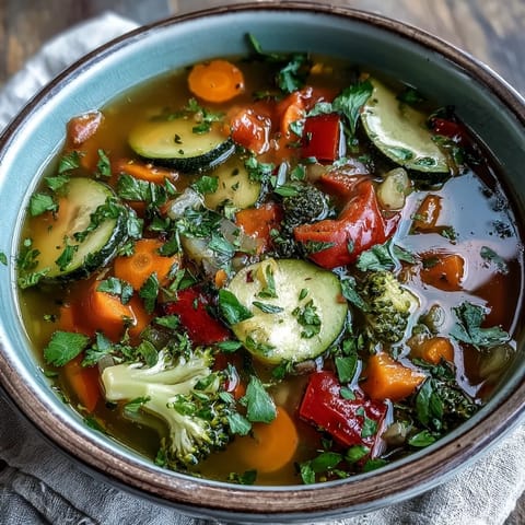 Homemade Ginger Vegetable Soup simmering in a pot, showcasing crisp red bell pepper and fresh grated ginger.