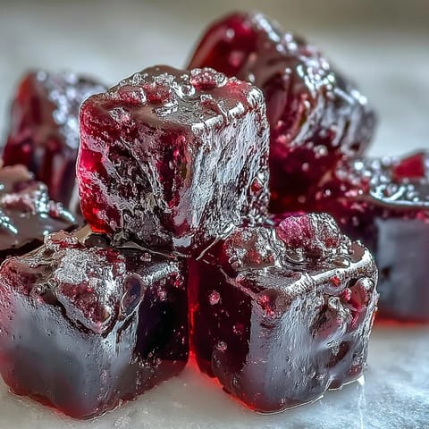A close-up of a single Black Currant Gummy showing its deep purple color and chewy texture.