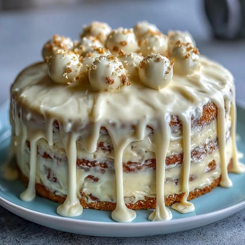 Graduation Cake with white chocolate drip and gold balloons, a festive vanilla sponge dessert for milestone celebrations.