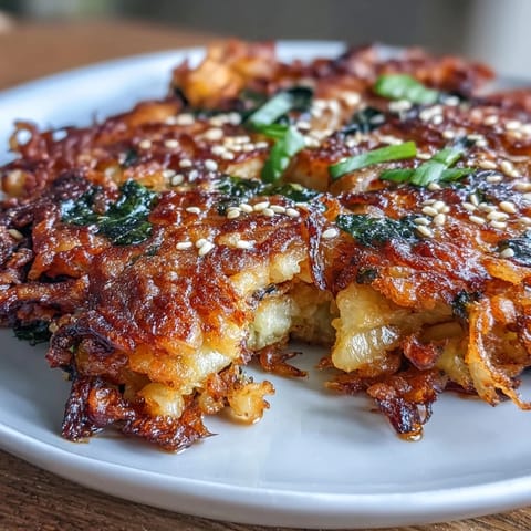 Golden brown Crispy Cabbage Kimchi Pancakes, perfectly pan-fried and ready for dipping.