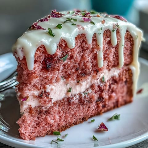 Stunning pink Bridal Shower Rosé Velvet Cake with shimmering gold drip.