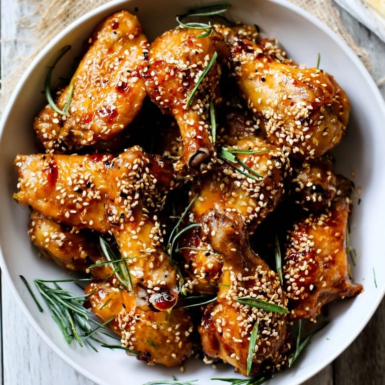 Platter of delicious Crispy Honey-Chili Glazed Chicken Wings, an easy appetizer perfect for gatherings.