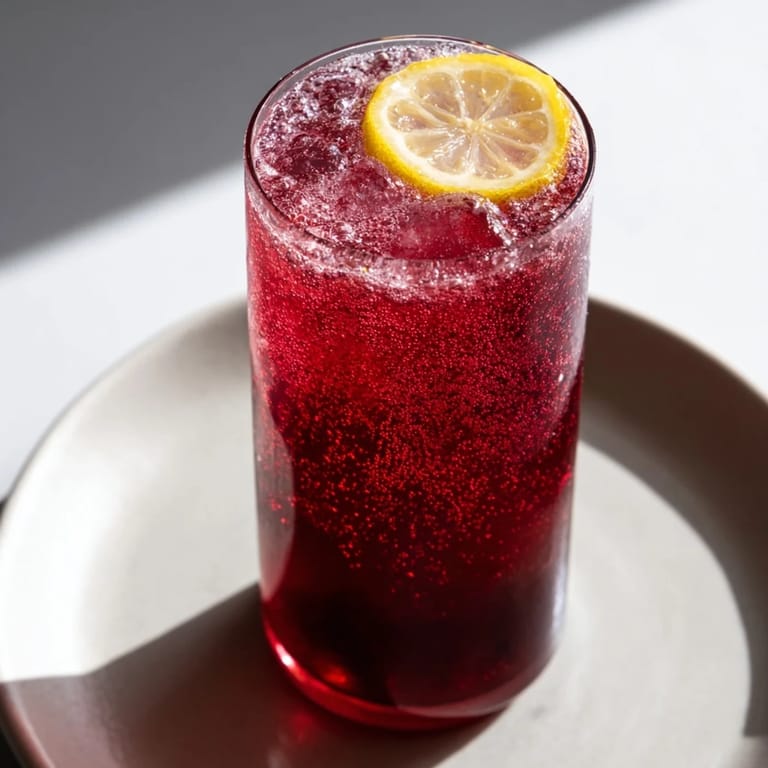 The bubbly Sleepy Girl Mocktail, a vegan bedtime beverage, garnished with a bright lemon wheel.