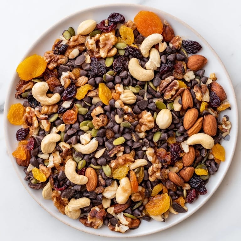 Homemade Trail Mix Custom poured into glass jars, layered with cashews, pumpkin seeds, and chewy dried apricots for storage.