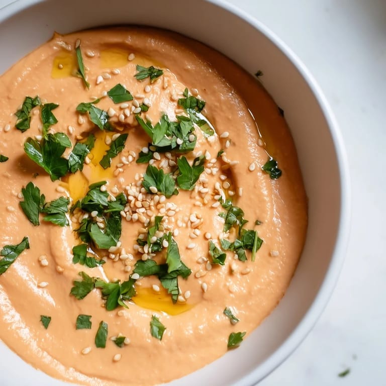 Vibrant roasted carrot dip with fresh ginger, served alongside pita chips and colorful crudités for a healthy appetizer.  