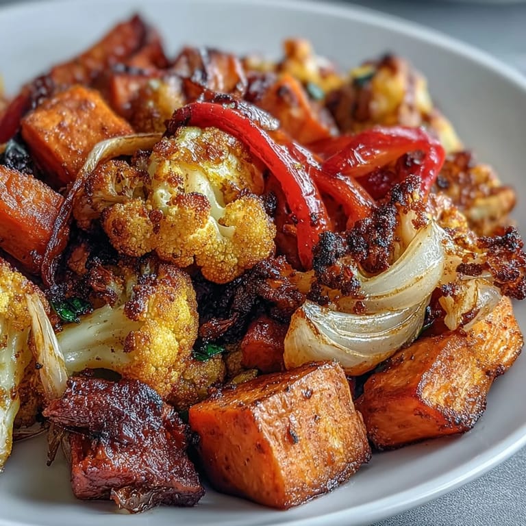 Colorful Anti-Inflammatory Turmeric Roasted Vegetables in a white bowl, perfect for a healthy vegan dinner or side dish.