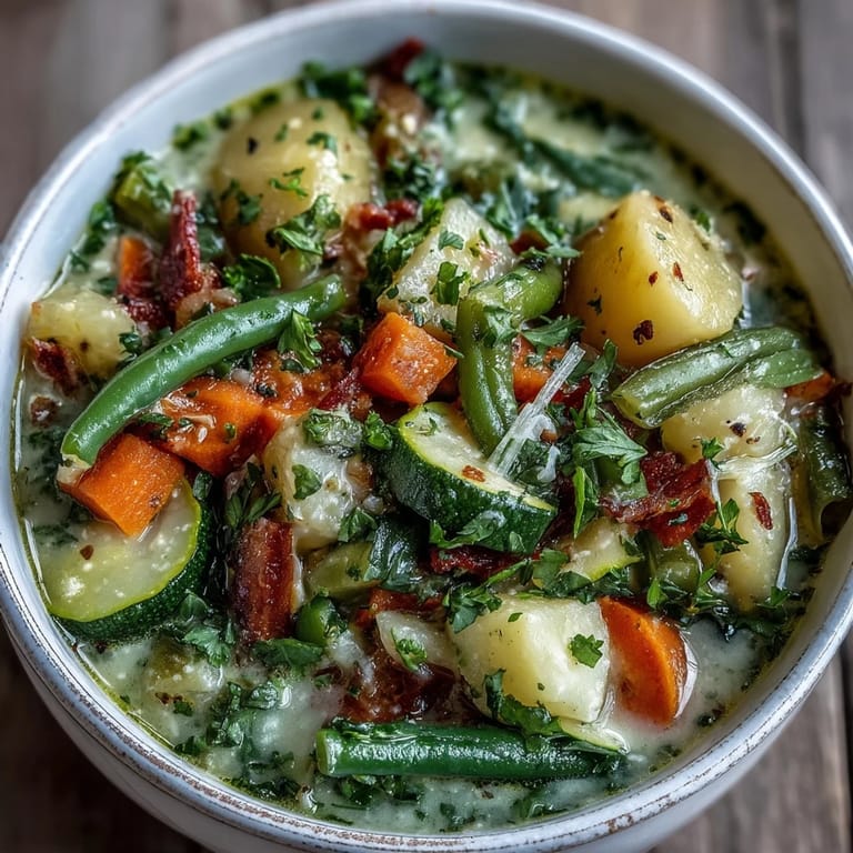Serving Parmesan Veggie Soup hot with crusty bread for a cozy vegetarian dinner.