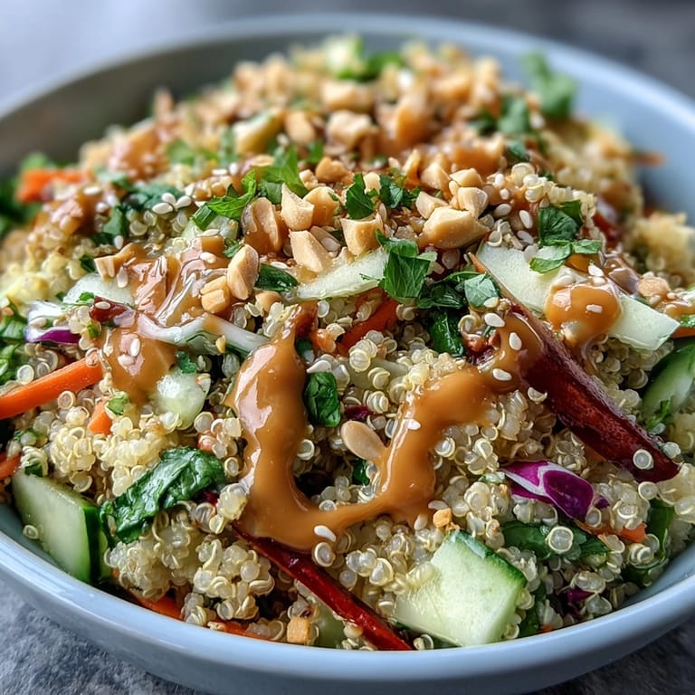 Spoonful of Thai Coconut Quinoa Bowl featuring fluffy grains, vibrant shredded cabbage, carrots, and fresh cilantro garnish.