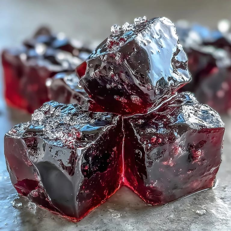 Fresh black currants and lemon beside a bowl of vibrant, sticky Black Currant Gummy mixture in silicone molds.