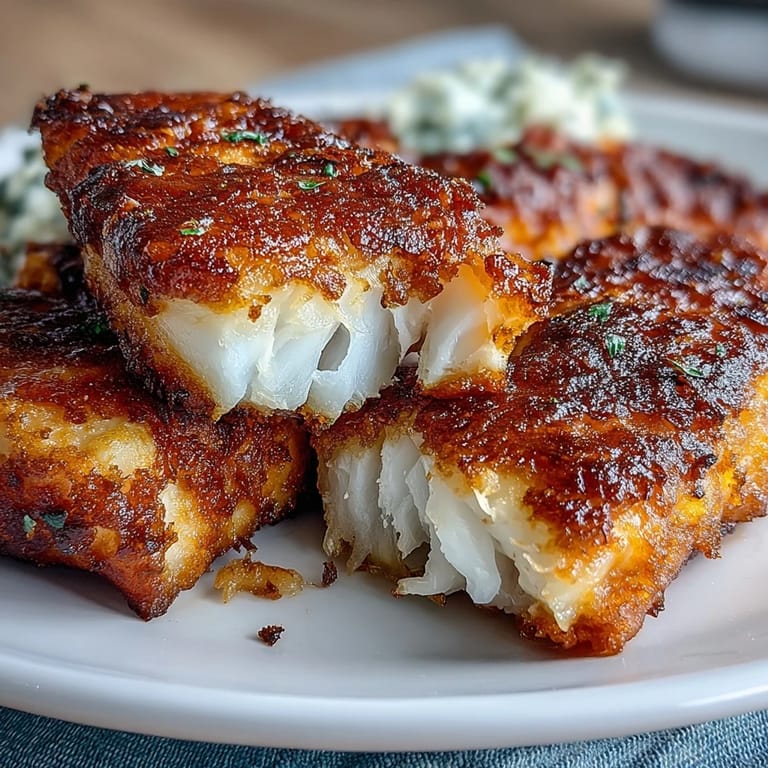 Golden-fried catfish fillets with a crunchy cornmeal coating, served hot with a spicy remoulade sauce—soul food at its best.