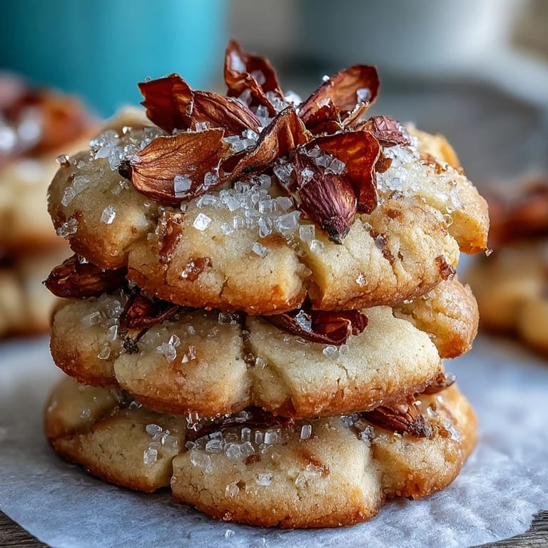 Delicate buttery shortbread cookies adorned with dried rose petals and lavender, baked golden and ready for gifting on special occasions.