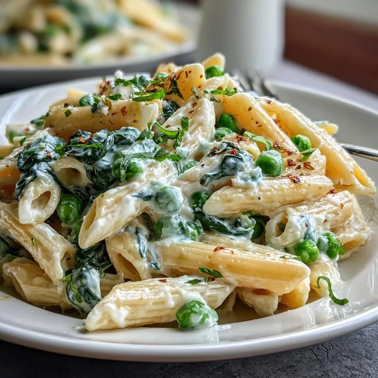Delicious One-Pot Lemon Ricotta Pasta, showcasing creamy sauce with fresh spinach.