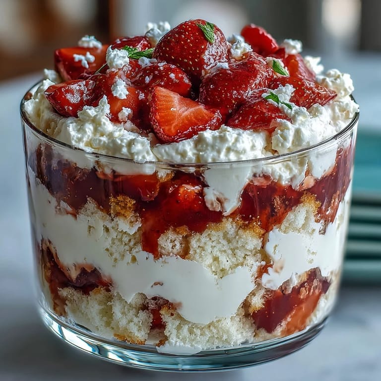 A refreshing and festive Strawberry Shortcake Trifle dessert, perfect for any summer celebration.