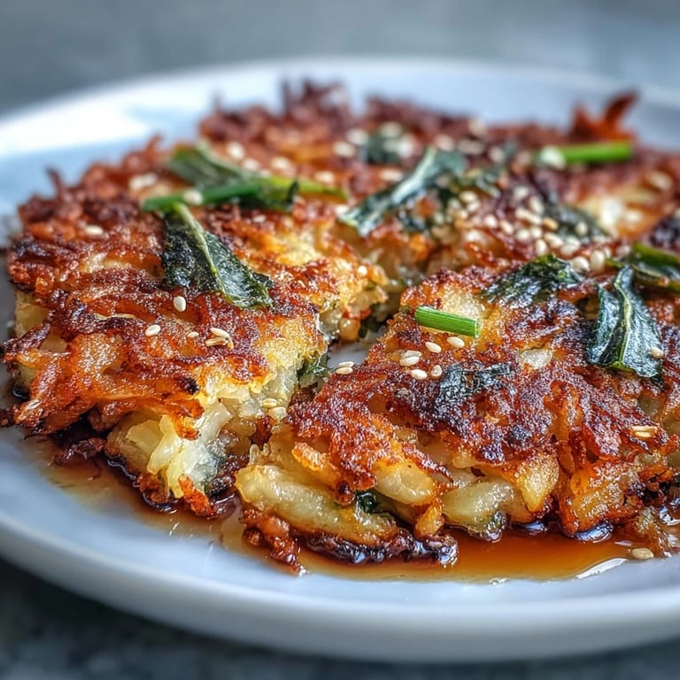 Savory, tangy Crispy Cabbage Kimchi Pancakes glistening with hot oil, boasting ultimate crispness.