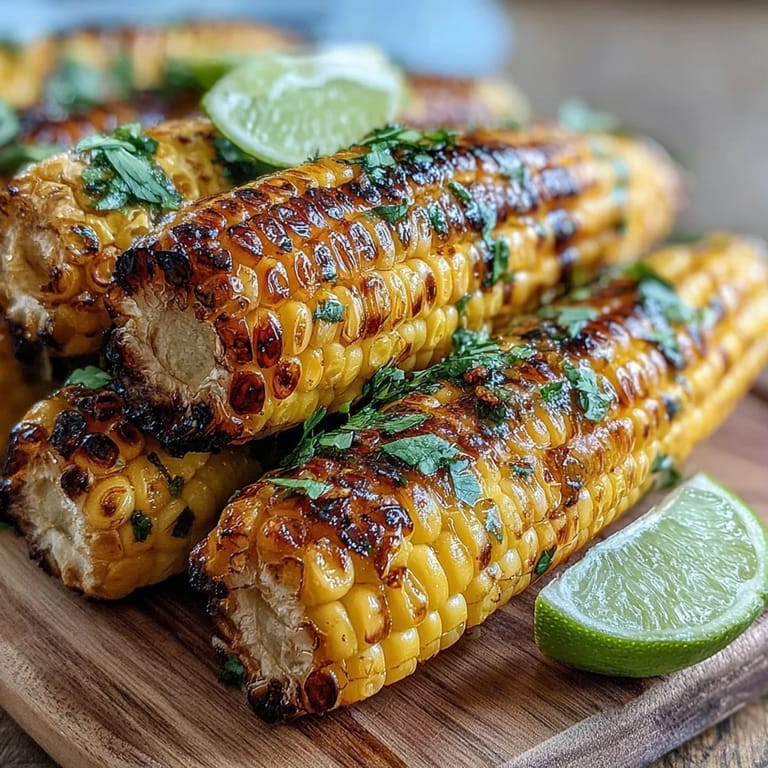 Tender, charred corn ribs featuring vibrant chili lime butter, ready for grilling.