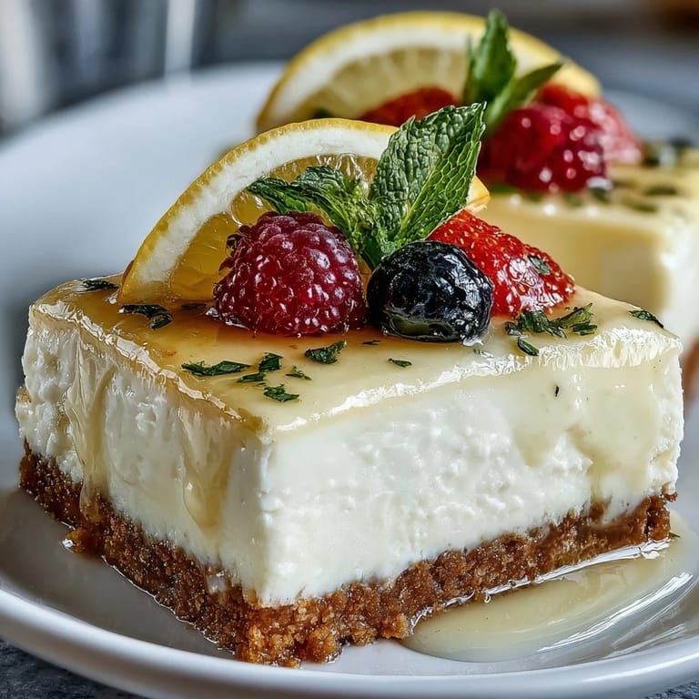 Refreshing skyr lemon cheesecake bars, a bright zesty dessert with velvety texture.