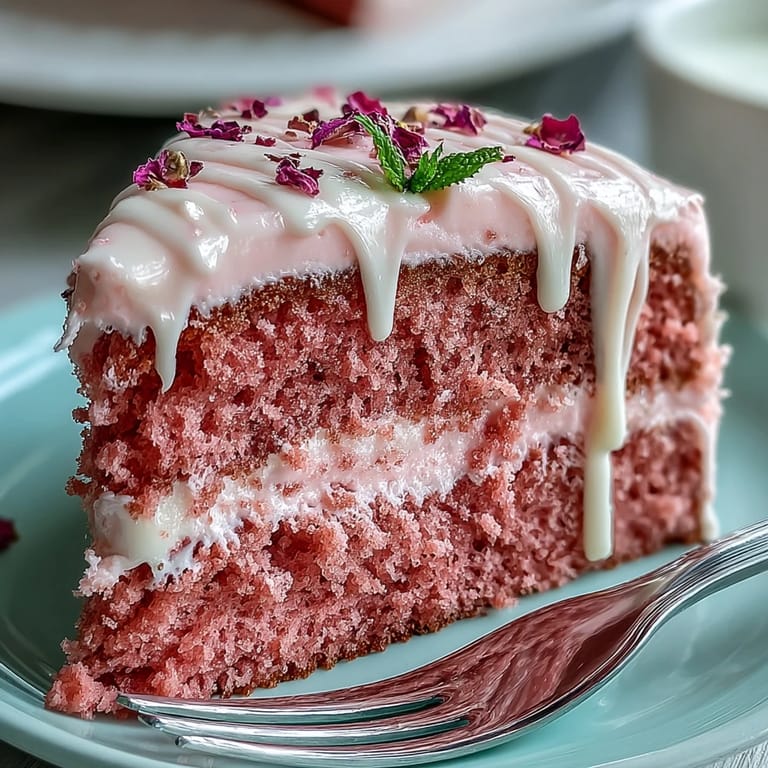 Decadent pink Bridal Shower Rosé Velvet Cake, adorned with a delicate gold cascade.