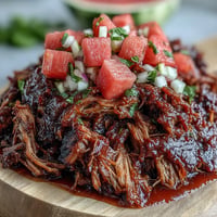 Smoky Juneteenth BBQ Pulled Pork piled high with refreshing watermelon slaw.