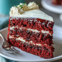 Vibrant Juneteenth Red Velvet Cake with luscious cream cheese frosting, a holiday centerpiece.